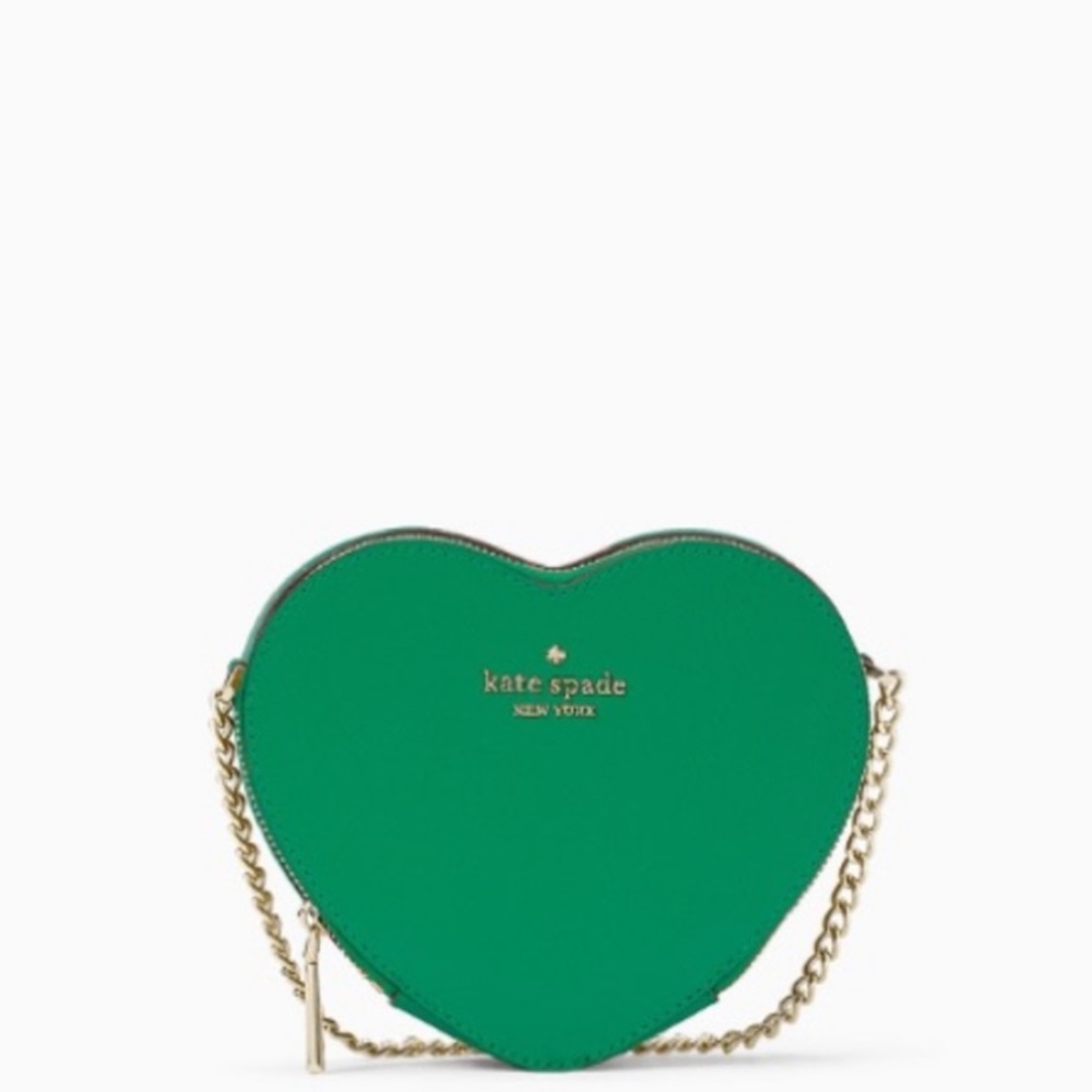 Kate spade love shack mini heart chain crossbody green bean Tik tok nwt